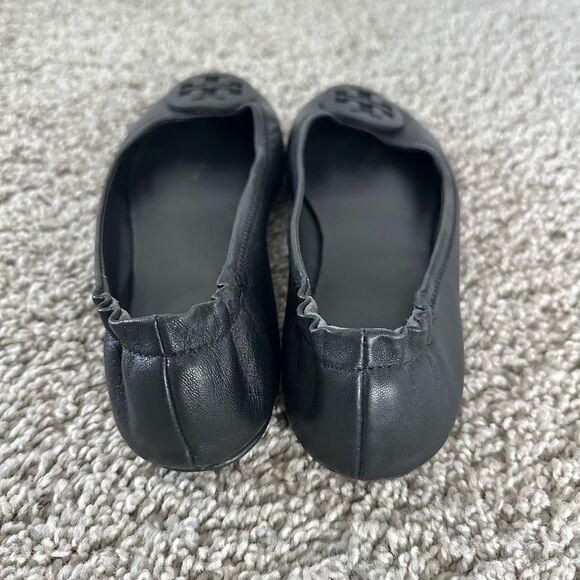 Tory Burch Minnie Travel Ballet Flat | Black Leather Size 7 - Picture 3 of 8